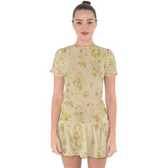 Floral Wallpaper Flowers Vintage Drop Hem Mini Chiffon Dress by Celenk