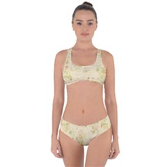 Floral Wallpaper Flowers Vintage Criss Cross Bikini Set by Celenk