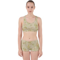 Floral Wallpaper Flowers Vintage Work It Out Sports Bra Set by Celenk