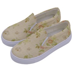 Floral Wallpaper Flowers Vintage Kids  Canvas Slip Ons by Celenk