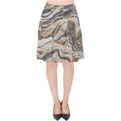 Texture Marble Abstract Pattern Velvet High Waist Skirt