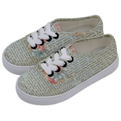 Vintage Floral Background Paper Kids  Classic Low Top Sneakers