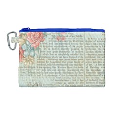 Vintage Floral Background Paper Canvas Cosmetic Bag (large)