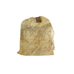 Vintage Map Background Paper Drawstring Pouches (medium)  by Celenk