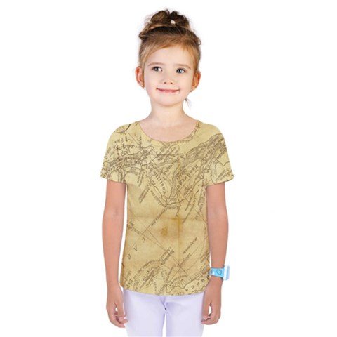 Vintage Map Background Paper Kids  One Piece Tee by Celenk