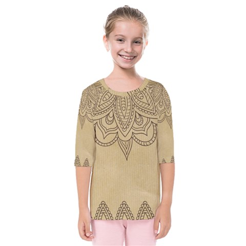 Vintage Background Paper Mandala Kids  Quarter Sleeve Raglan Tee by Celenk