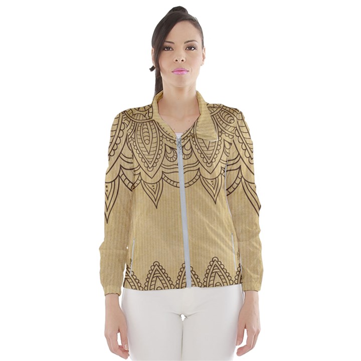 Vintage Background Paper Mandala Wind Breaker (Women)