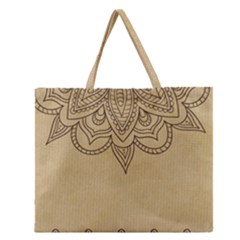 Vintage Background Paper Mandala Zipper Large Tote Bag by Celenk