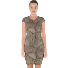 Brick Wall Stone Kennedy Capsleeve Drawstring Dress 