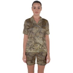 Brick Wall Stone Kennedy Satin Short Sleeve Pyjamas Set