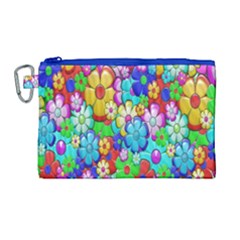 Flowers Ornament Decoration Canvas Cosmetic Bag (large)