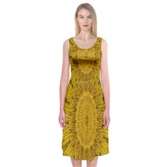 Pattern Petals Pipes Plants Midi Sleeveless Dress by Celenk