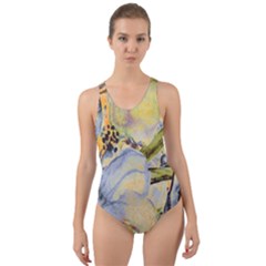 Flower Texture Pattern Fabric Cut-out Back One Piece Swimsuit