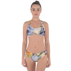 Flower Texture Pattern Fabric Criss Cross Bikini Set by Celenk