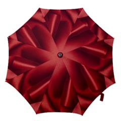 Red Fabric Textile Macro Detail Hook Handle Umbrellas (small) by Celenk