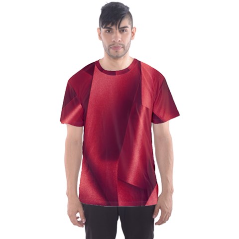 Red Fabric Textile Macro Detail Men s Sports Mesh Tee by Celenk