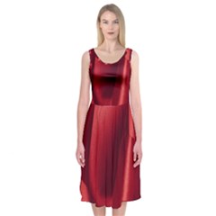 Red Fabric Textile Macro Detail Midi Sleeveless Dress by Celenk