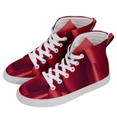 Red Fabric Textile Macro Detail Men s Hi-top Skate Sneakers