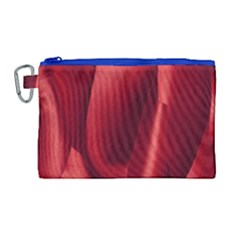 Red Fabric Textile Macro Detail Canvas Cosmetic Bag (large)