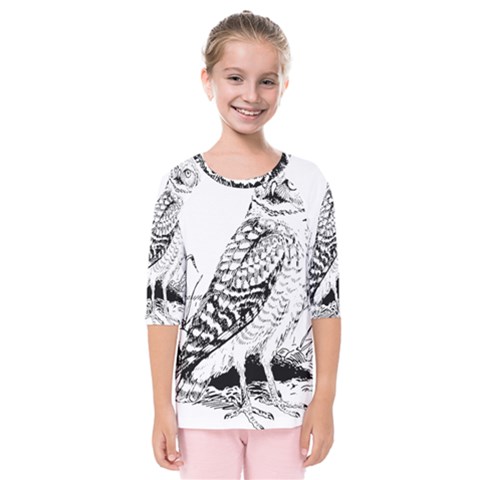 Animal Bird Forest Nature Owl Kids  Quarter Sleeve Raglan Tee by Celenk