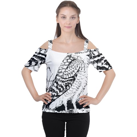 Animal Bird Forest Nature Owl Cutout Shoulder Tee by Celenk