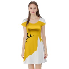 Castle Cat Evil Female Fictional Short Sleeve Skater Dress by Celenk