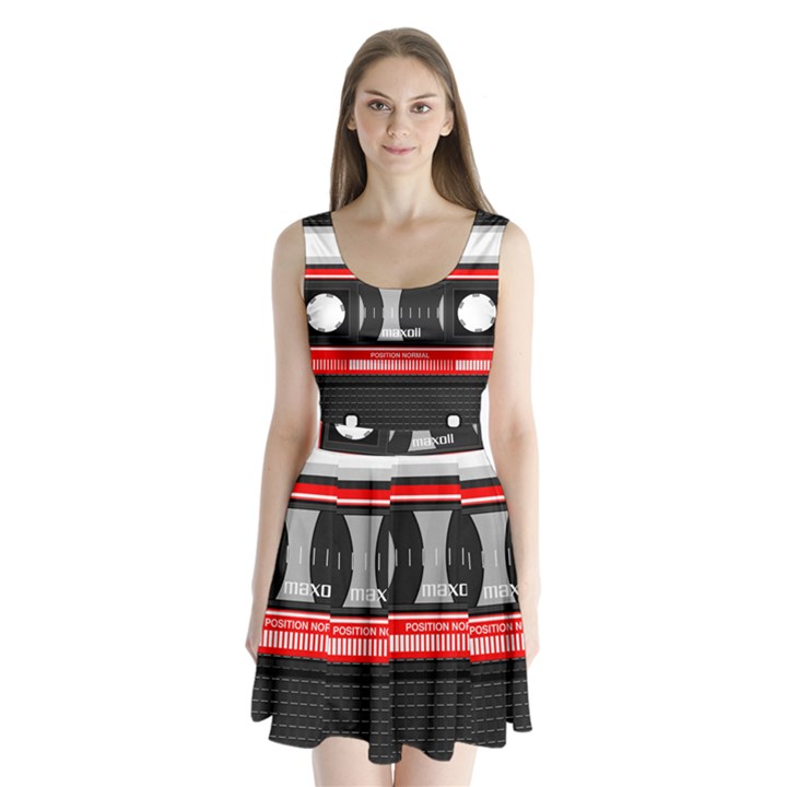 Compact Cassette Musicassette Mc Split Back Mini Dress 