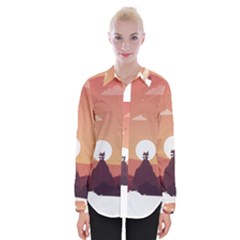 Design Art Hill Hut Landscape Womens Long Sleeve Shirt