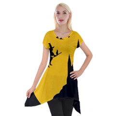 Castle Cat Evil Female Fictional Short Sleeve Side Drop Tunic by Celenk