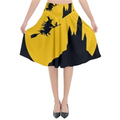 Castle Cat Evil Female Fictional Flared Midi Skirt by Celenk