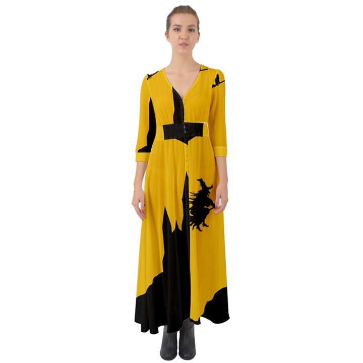 Castle Cat Evil Female Fictional Button Up Boho Maxi Dress