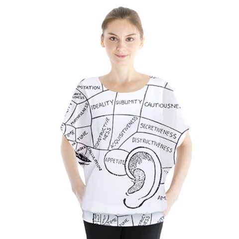 Brain Chart Diagram Face Fringe Blouse by Celenk