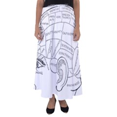 Brain Chart Diagram Face Fringe Flared Maxi Skirt