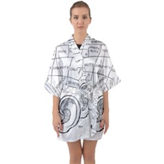 Brain Chart Diagram Face Fringe Quarter Sleeve Kimono Robe by Celenk