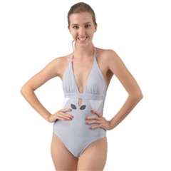 Ghost Halloween Spooky Horror Fear Halter Cut-out One Piece Swimsuit