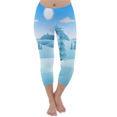 Landscape Winter Ice Cold Xmas Capri Winter Leggings  by Celenk