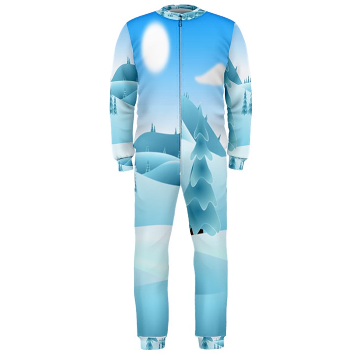 Landscape Winter Ice Cold Xmas OnePiece Jumpsuit (Men) 