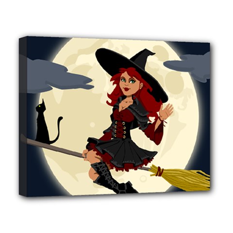 Witch Witchcraft Broomstick Broom Deluxe Canvas 20  X 16   by Celenk