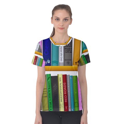 Shelf Books Library Reading Women s Cotton Tee by Celenk