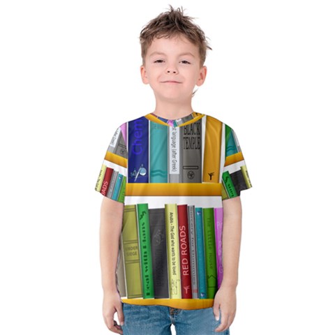 Shelf Books Library Reading Kids  Cotton Tee by Celenk