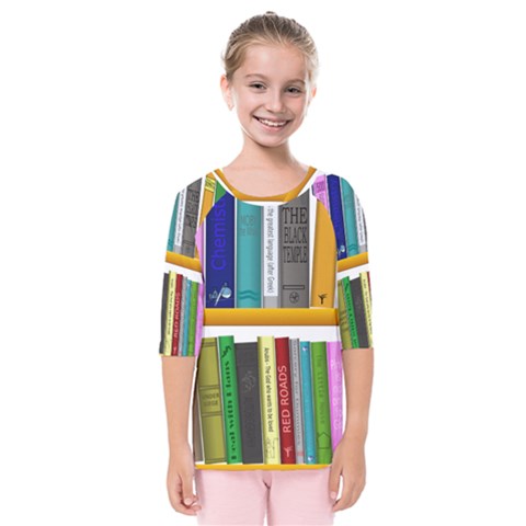 Shelf Books Library Reading Kids  Quarter Sleeve Raglan Tee by Celenk