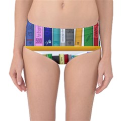 Shelf Books Library Reading Mid-waist Bikini Bottoms by Celenk