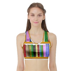 Shelf Books Library Reading Sports Bra With Border by Celenk