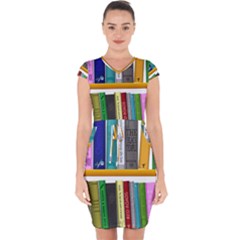 Shelf Books Library Reading Capsleeve Drawstring Dress 