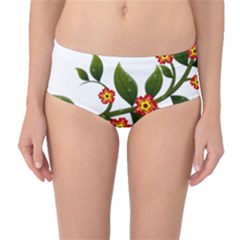 Flower Branch Nature Leaves Plant Mid-waist Bikini Bottoms by Celenk