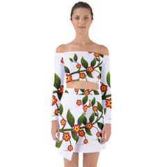 Flower Branch Nature Leaves Plant Off Shoulder Top With Skirt Set