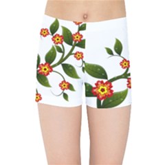 Flower Branch Nature Leaves Plant Kids Sports Shorts by Celenk