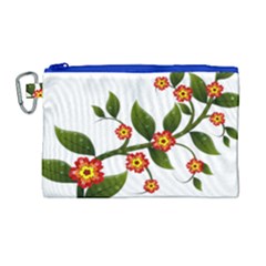 Flower Branch Nature Leaves Plant Canvas Cosmetic Bag (large)