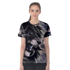 Angry Lion Digital Art Hd Women s Cotton Tee