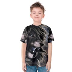 Angry Lion Digital Art Hd Kids  Cotton Tee